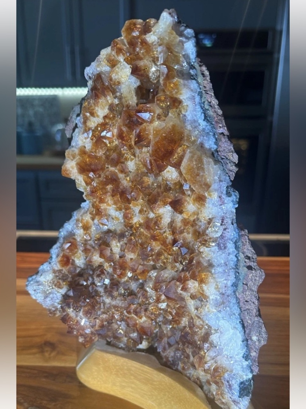 Citrine Geode Quatz Cluster 6 Lb Crystal On Wood